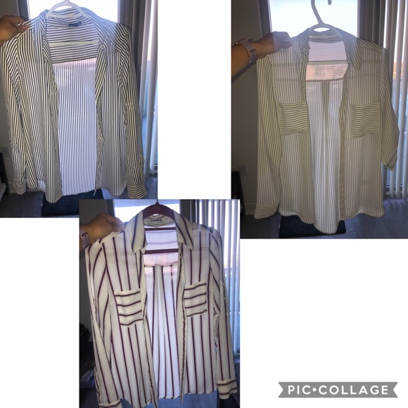 3 Small Express Portofino Striped Blouses - Picture 1 of 5